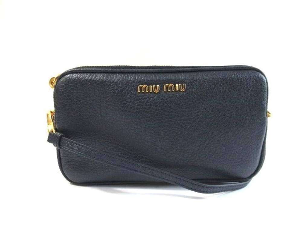 Miu Miu Pouch Clutch calfskin Navy Blue